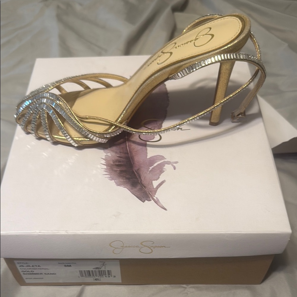 Jessica Simpson Gold Strappy Heels